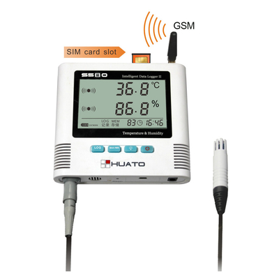 Chiny 8 ℃ Temperatura Wilgotność Temperatura Wilgotność Rejestrator danych GSM Z funkcją alarmu LED i dźwiękiem HUATO S580-EX-GSM dostawca